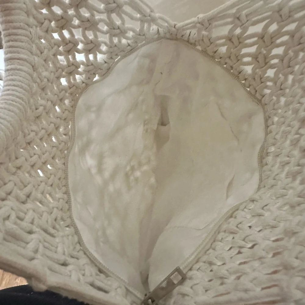 Cream Macramé Tote Bag